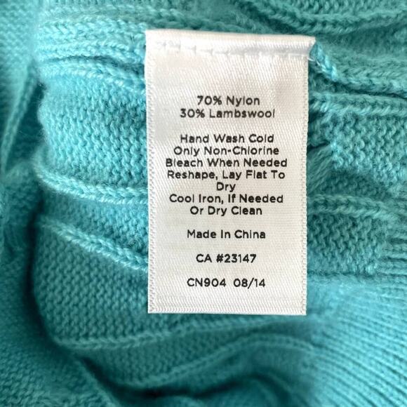 Talbots Women Cable Knit Sweater SP Aqua Lightweight Preppy‎ Classic Coastal - Picture 6 of 7